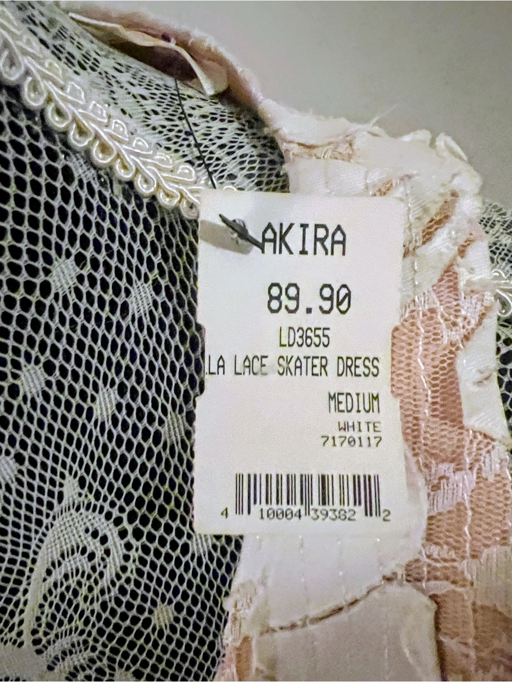 AKIRA Lace Skater Dress in Blush and White - Picture 2 of 7